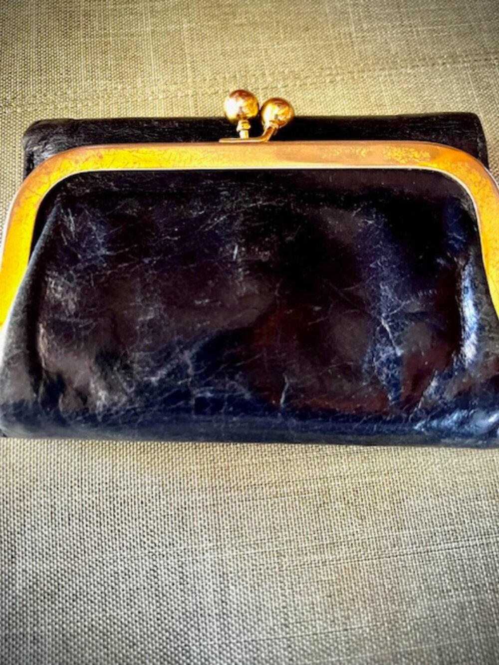Vintage Hobo Indigo Leather Wallet with Clasp